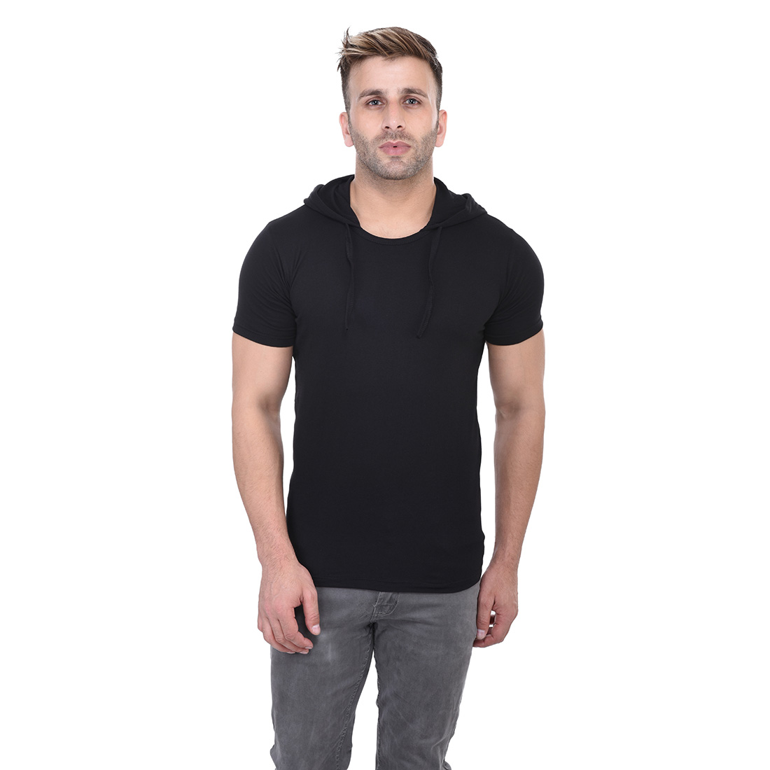Buy Bi Fashion Men's Black Hooded t-shirt Online @ ₹499 from ShopClues