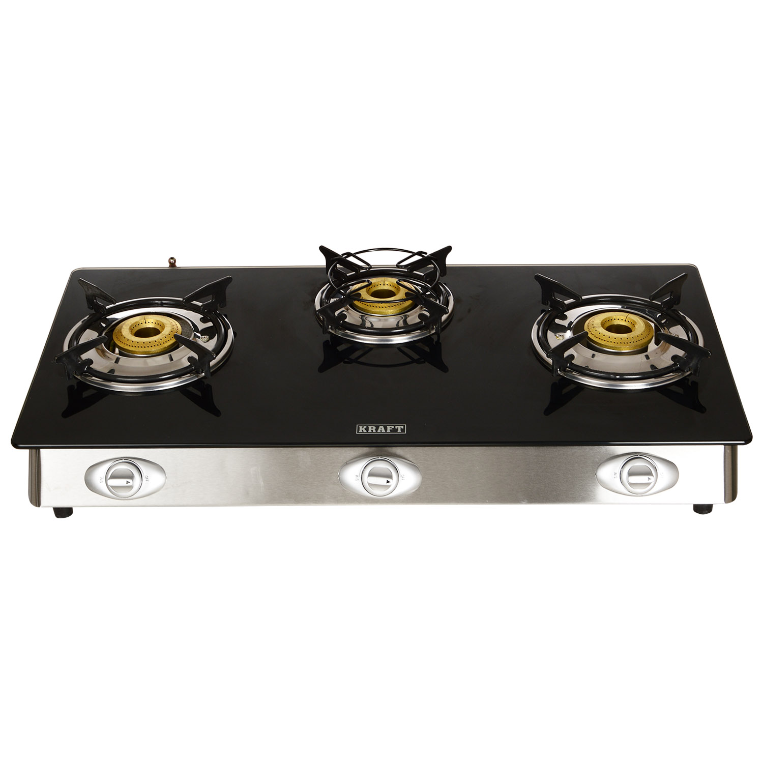 Buy Kraft Italy 3 Burner Silver Black Glass Medona Gas Stove Online ₹7799 from ShopClues