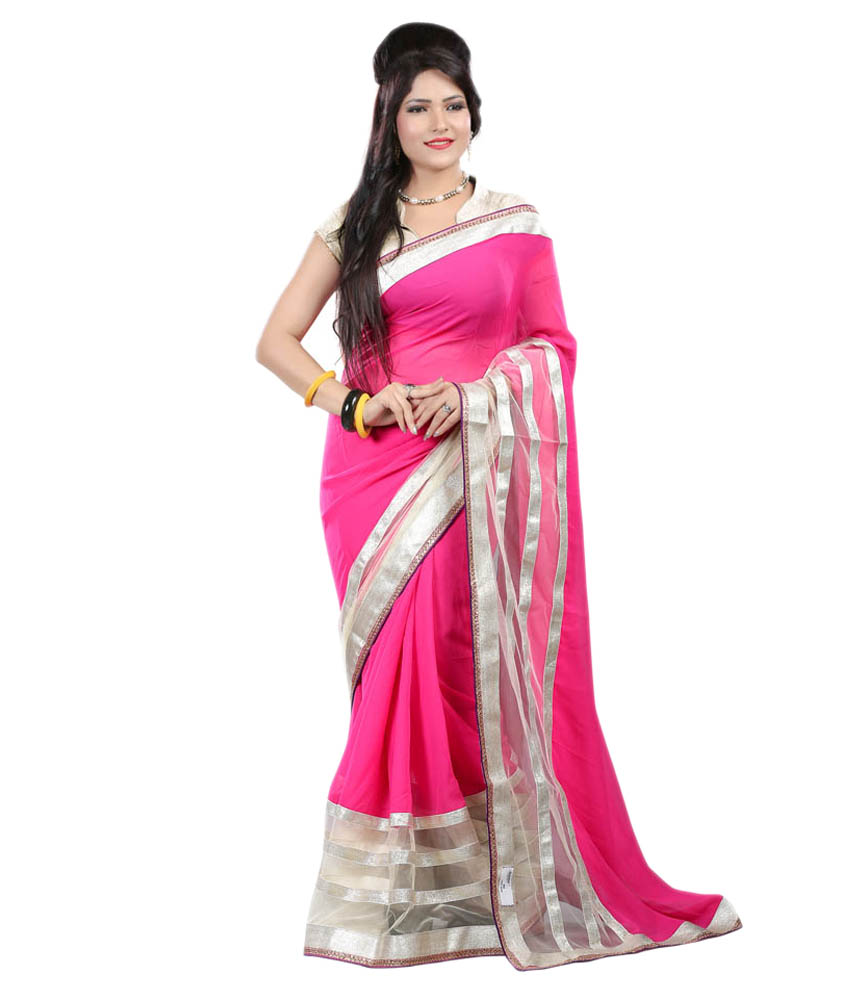 Buy Stylezone Designer Pink Georgette Saree Online ₹648 From Shopclues