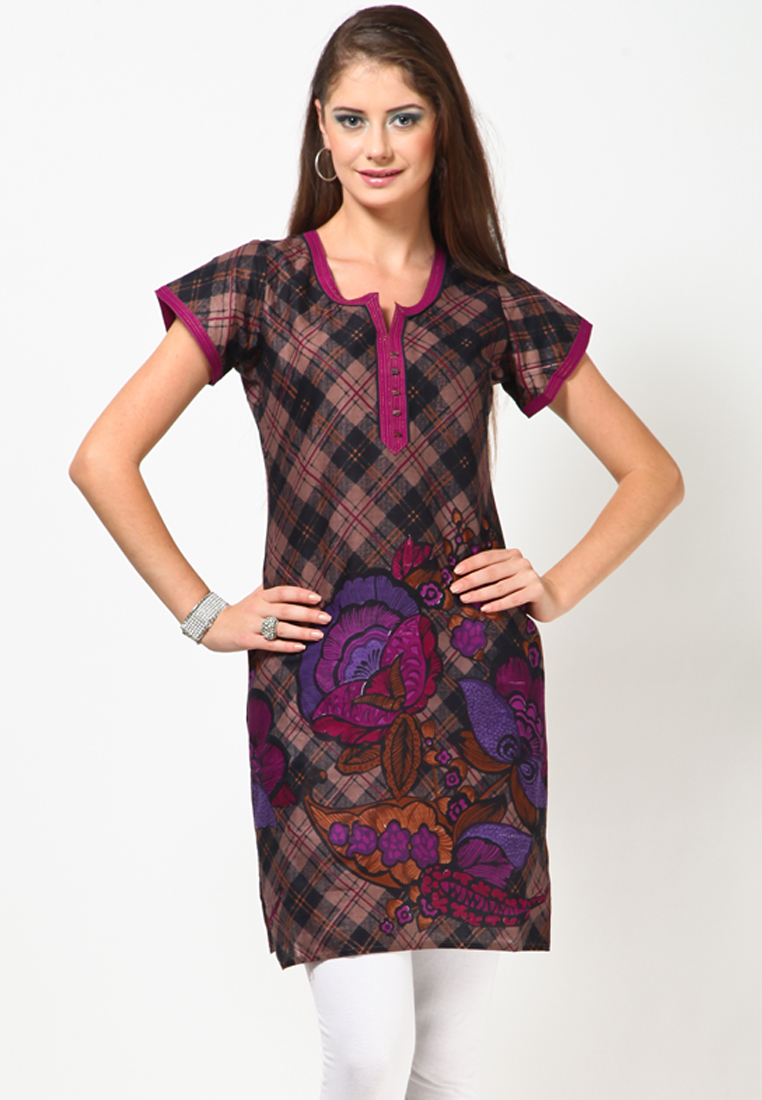 Jaipur Kurti's Pure Cotton Black Magenta Printed Kurti Prices in India ...