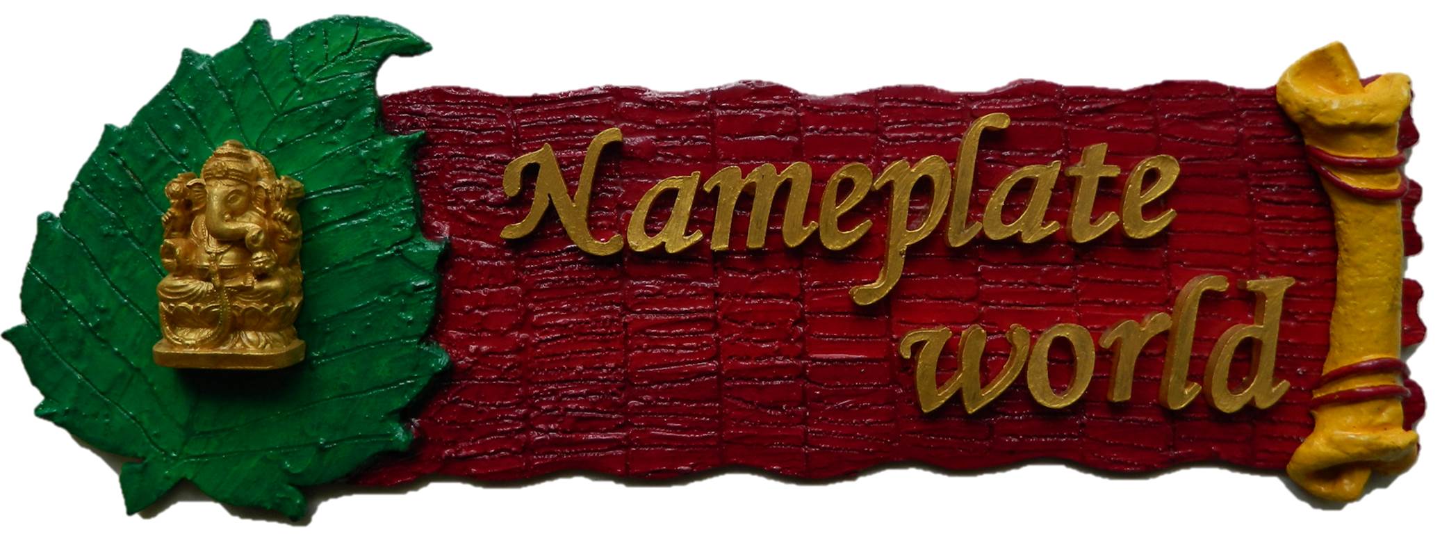 Buy Designer Name Plate for home Red Bliss wooden nameplate by