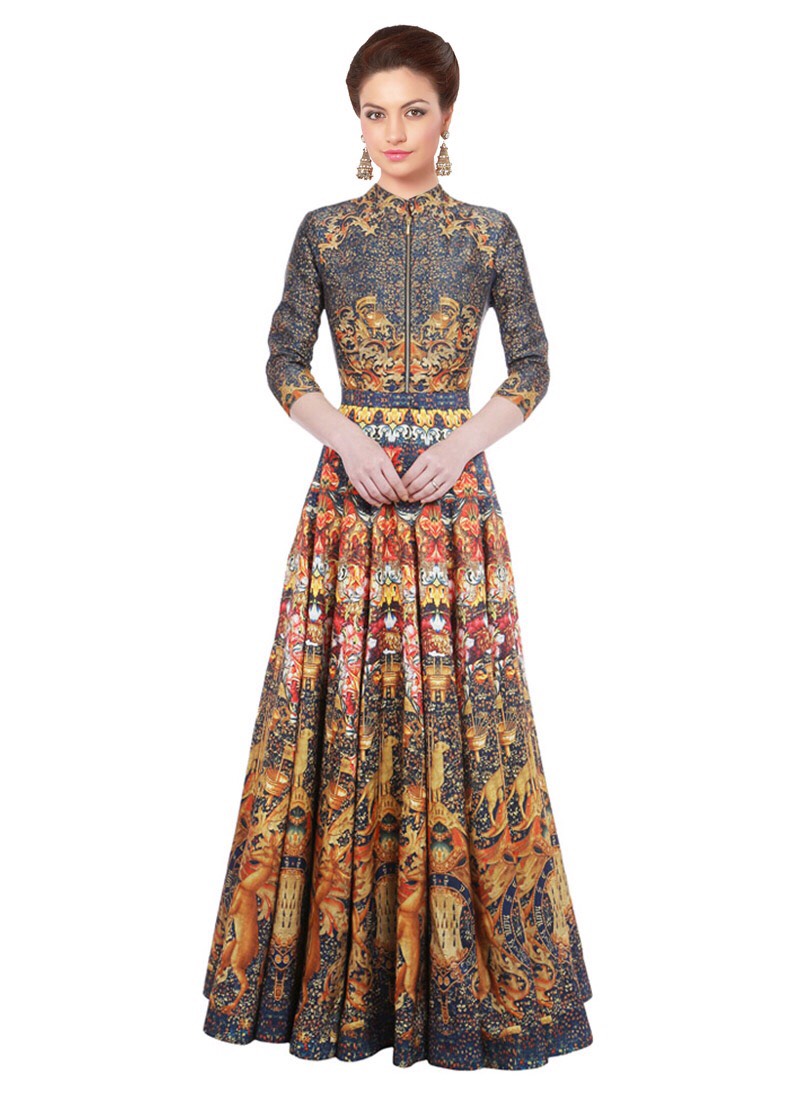 Buy Designer Party Wear Gown Long Gown Printed Gown Below Knee