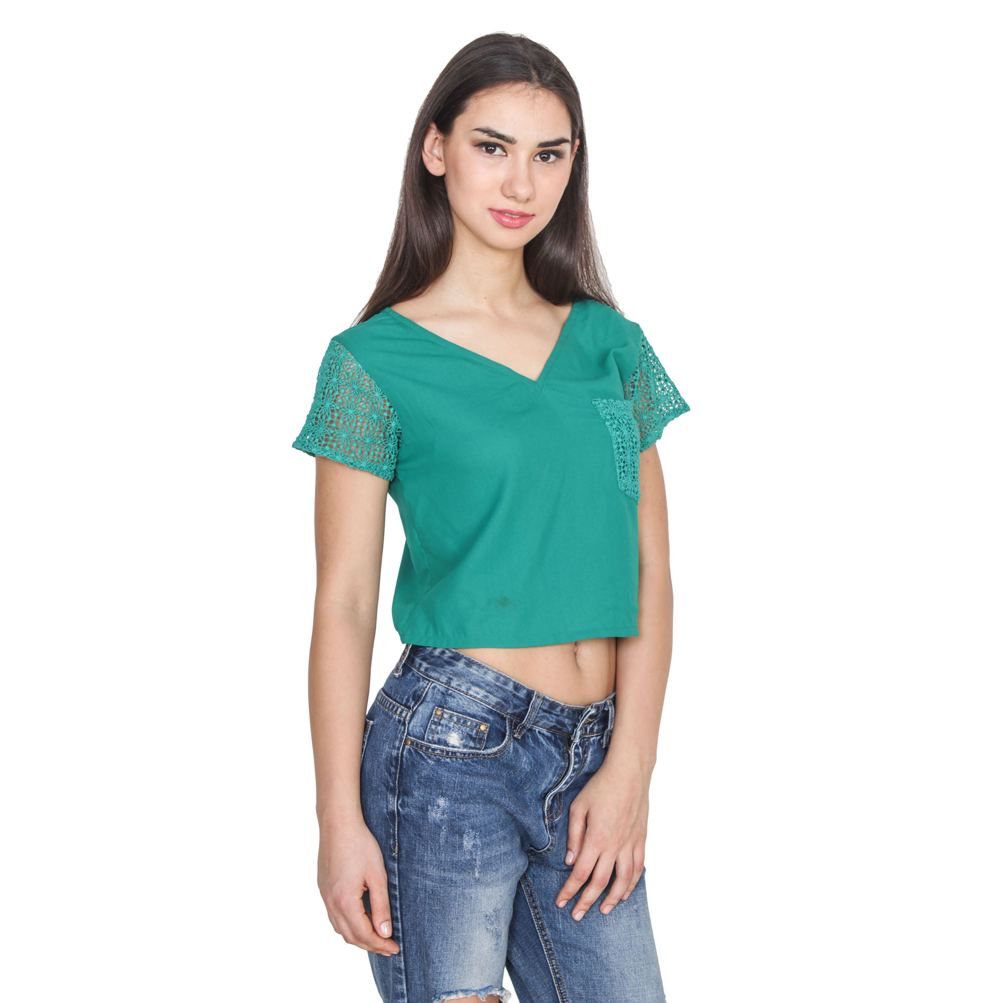 Buy Half Sleeve Crop Top Online @ ₹999 from ShopClues