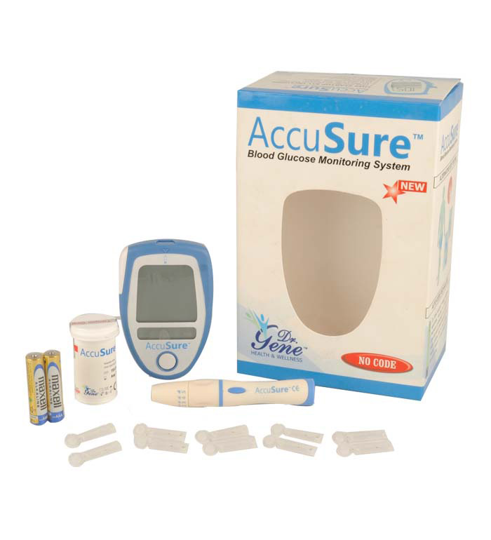 Buy Accusure Blood Glucose Monitor System Glucose Meter ( 10 Test Strips Free) Online ₹1600