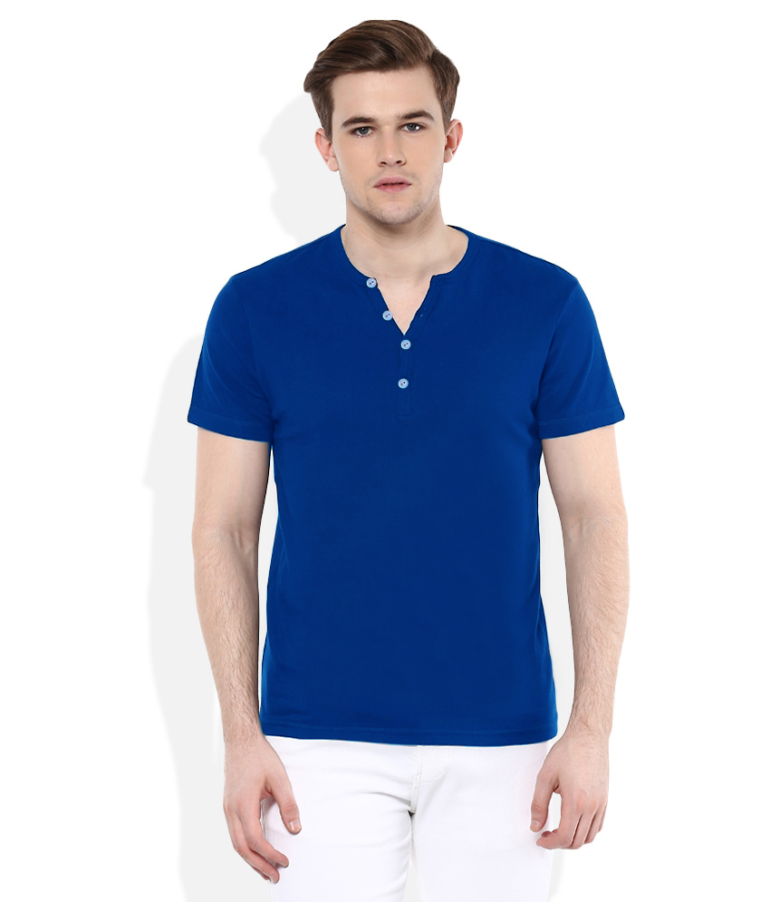 Buy Gallop Blue Henley Half Sleeve T-shirt For Men Online @ ₹399 from ...