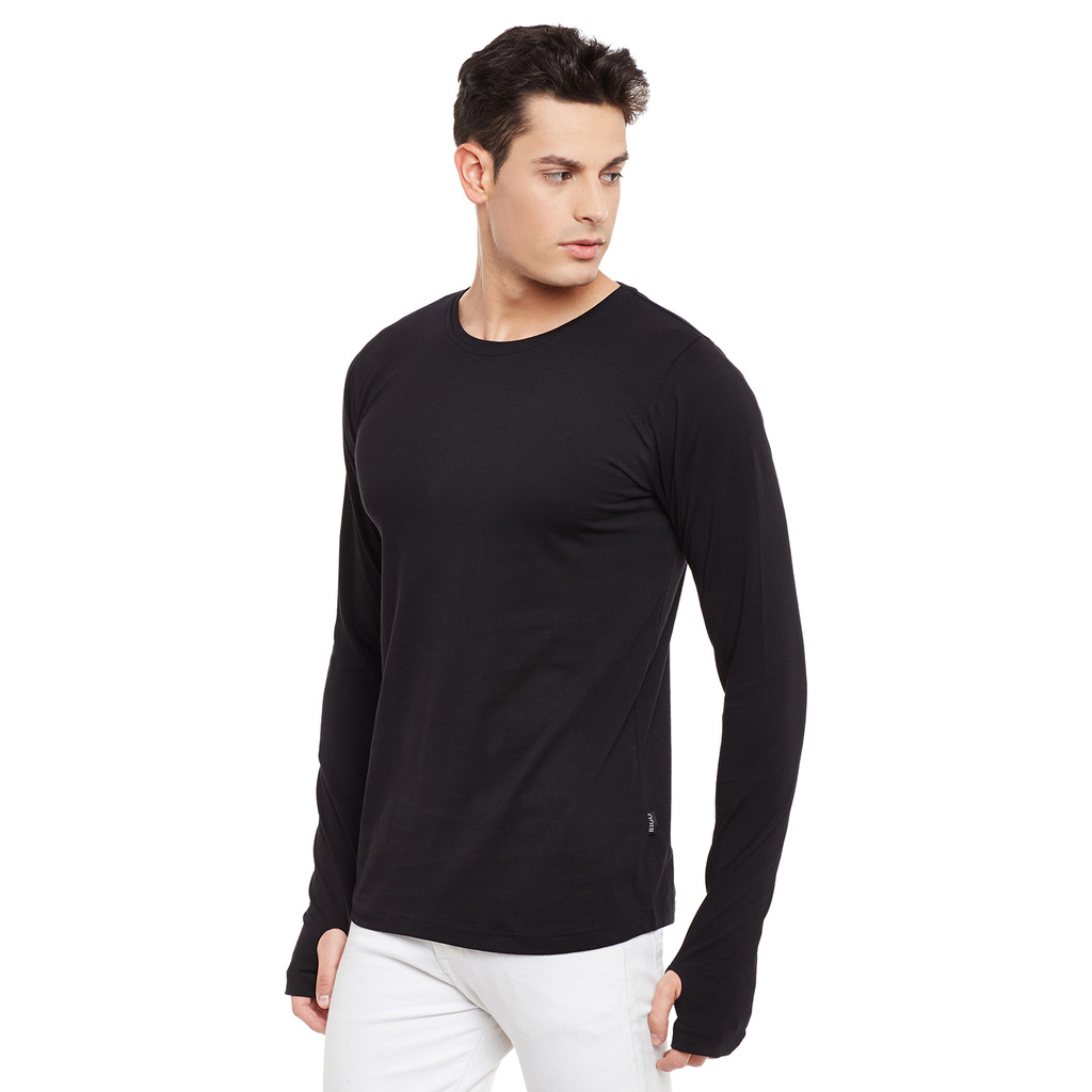 Buy Rigo Men's Black Round Neck T-Shirt Online @ ₹999 from ShopClues