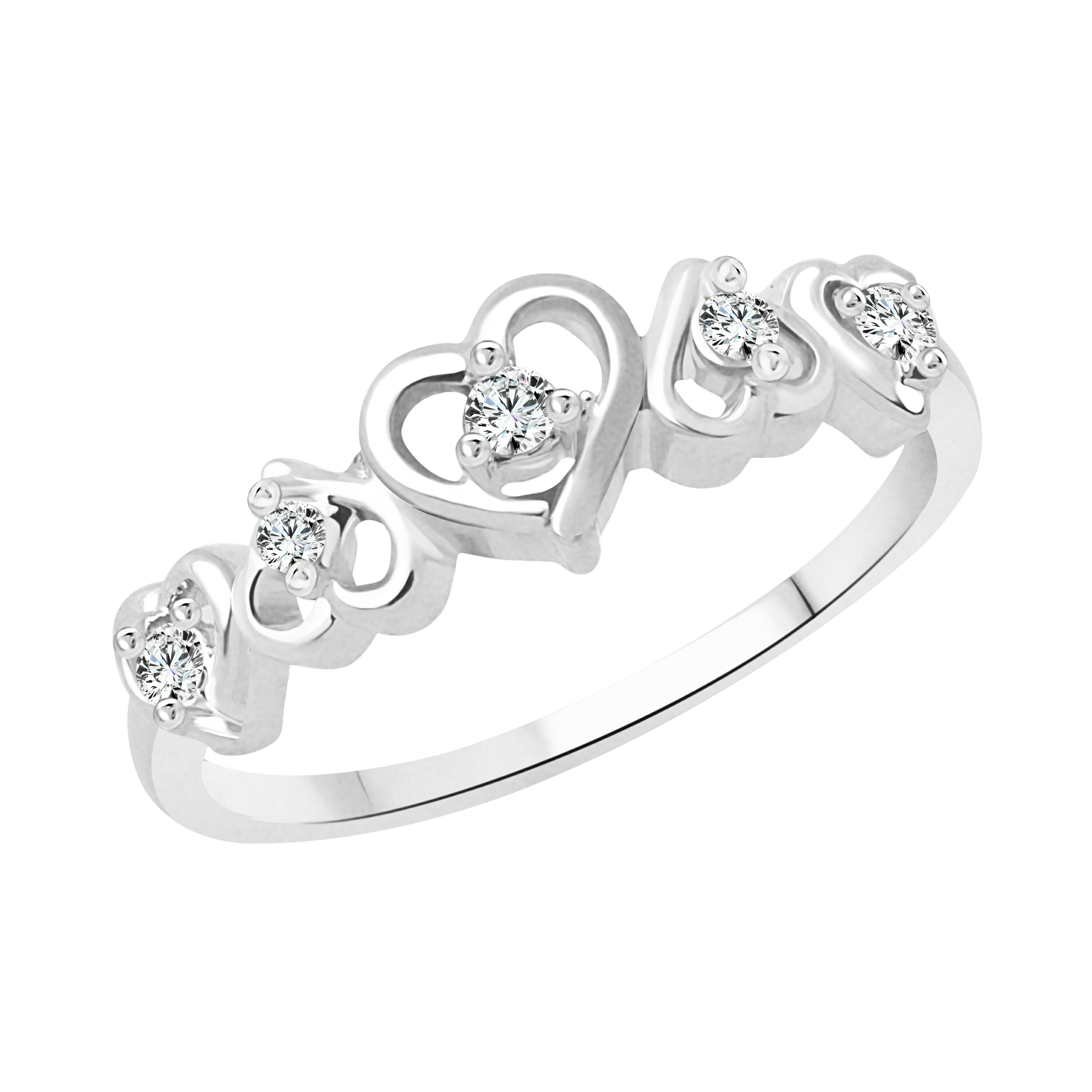 Vighnaharta Dancing Heart CZ Rhodium Plated Alloy Ring for Women and Girls