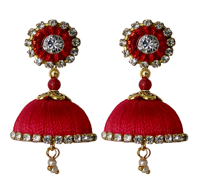 Fashion Women's Thread Hook Dangler Hanging Jhumki Earrings-Blue main image 1