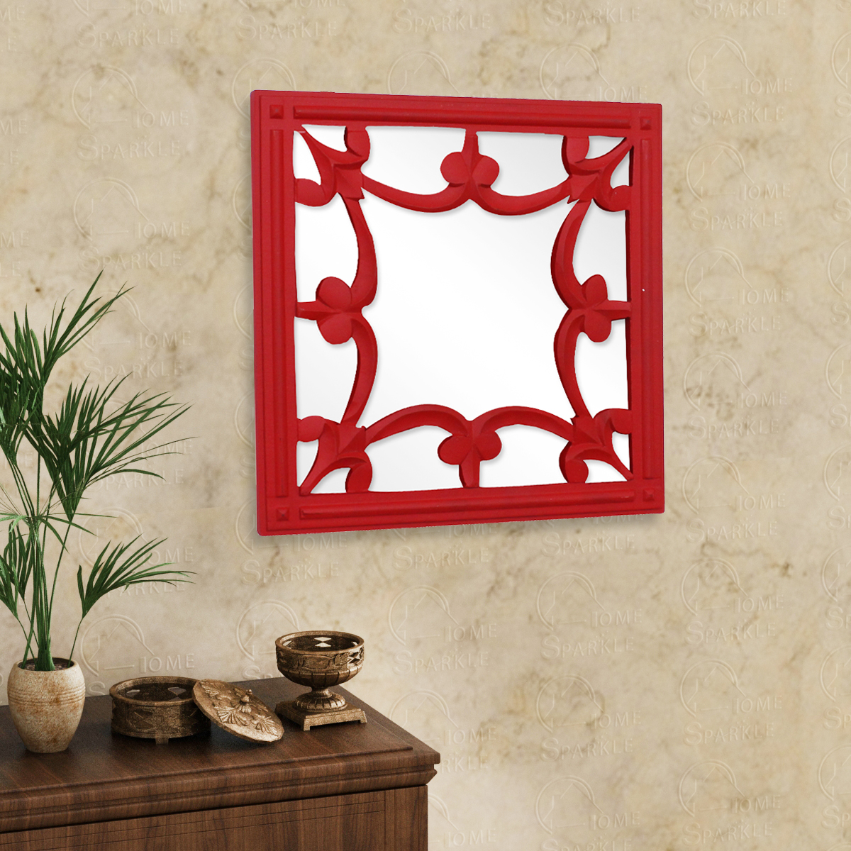 Buy Home Sparkle Wooden Wall Hanging Mirror Online ₹589 from ShopClues