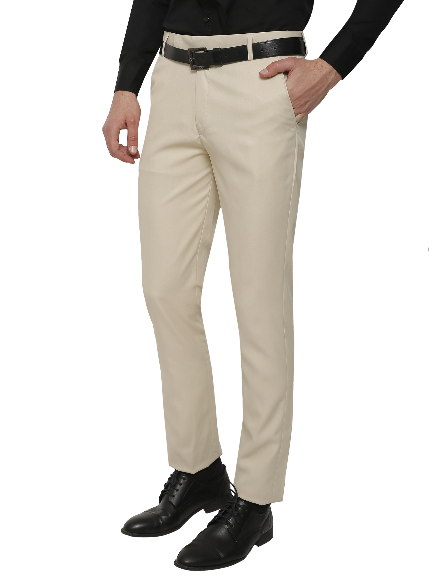 Buy Inspire Men's Beige Slim Fit Formal Trousers Online @ ₹449 from ...