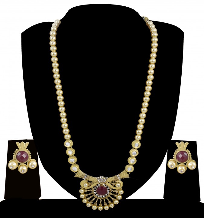 Buy Zaveri Pearls Non Plated Multicolor Alloy Necklace Set For Women