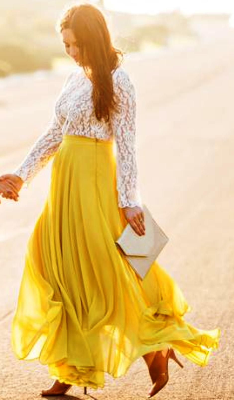 Buy Rosella Yellow Plain Flared Skirt for Women Online @ ₹395 from ...