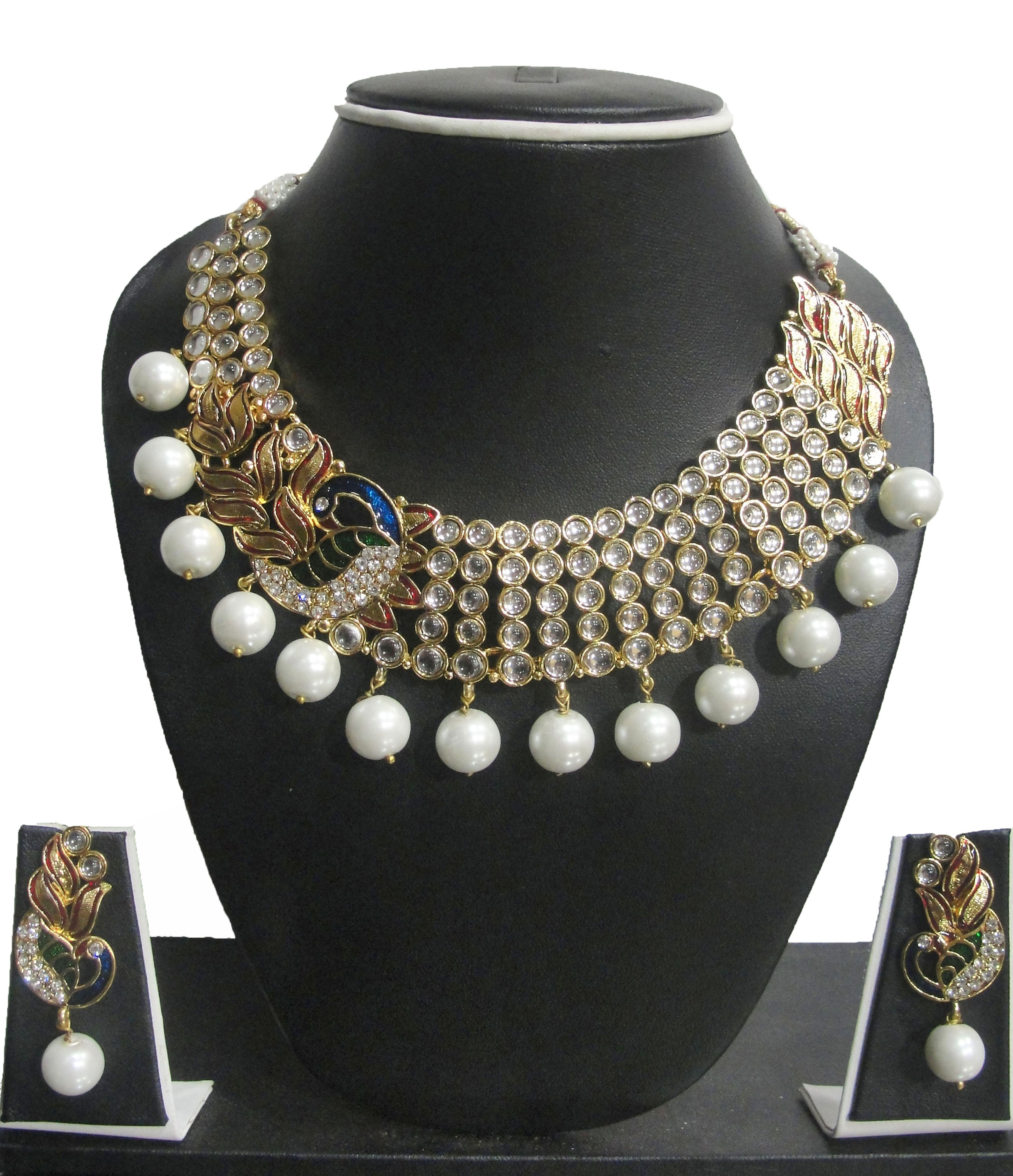 Buy Zaveri Pearls Gold Plated Multicolor Alloy Necklace Set For Women