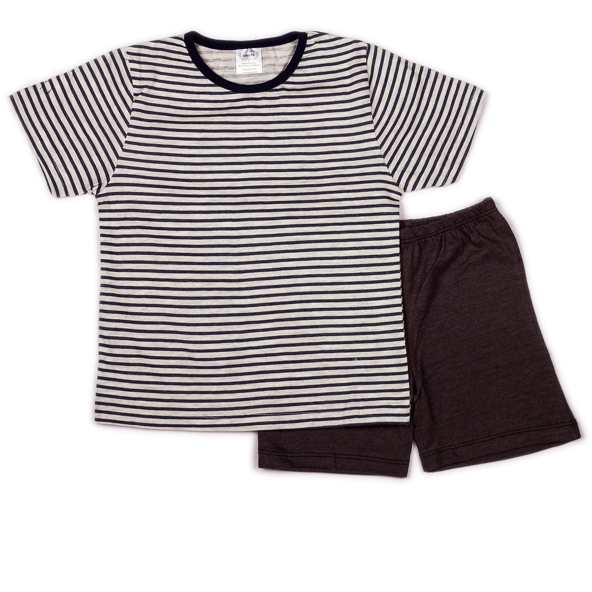 Buy Navy stripe printed t shirts with solid shorts Online @ ₹499 from ...