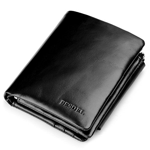 Buy Besdel Men's Trifold Genuine Leather Wallet (Large,black) Online