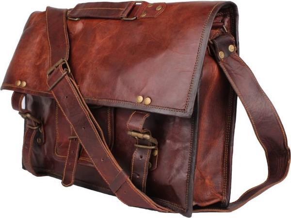 Buy IN-INDIA Genuine Leather Messenger Bag (brown) 9inchx11inch Online ...
