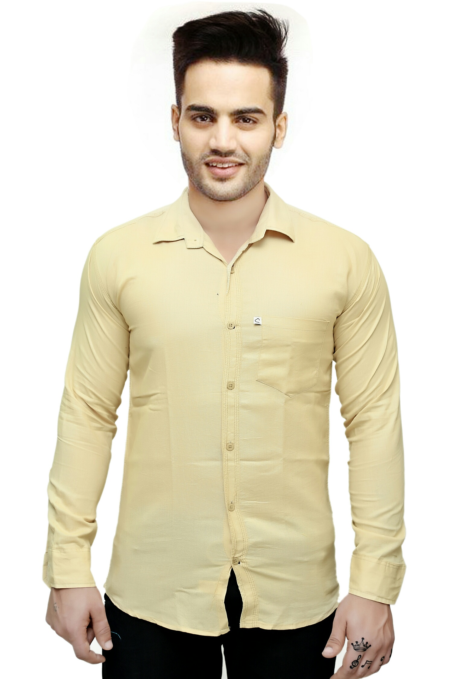 Buy Fashion Trend Cream Casual Slimfit Shirt Online @ ₹499 from ShopClues