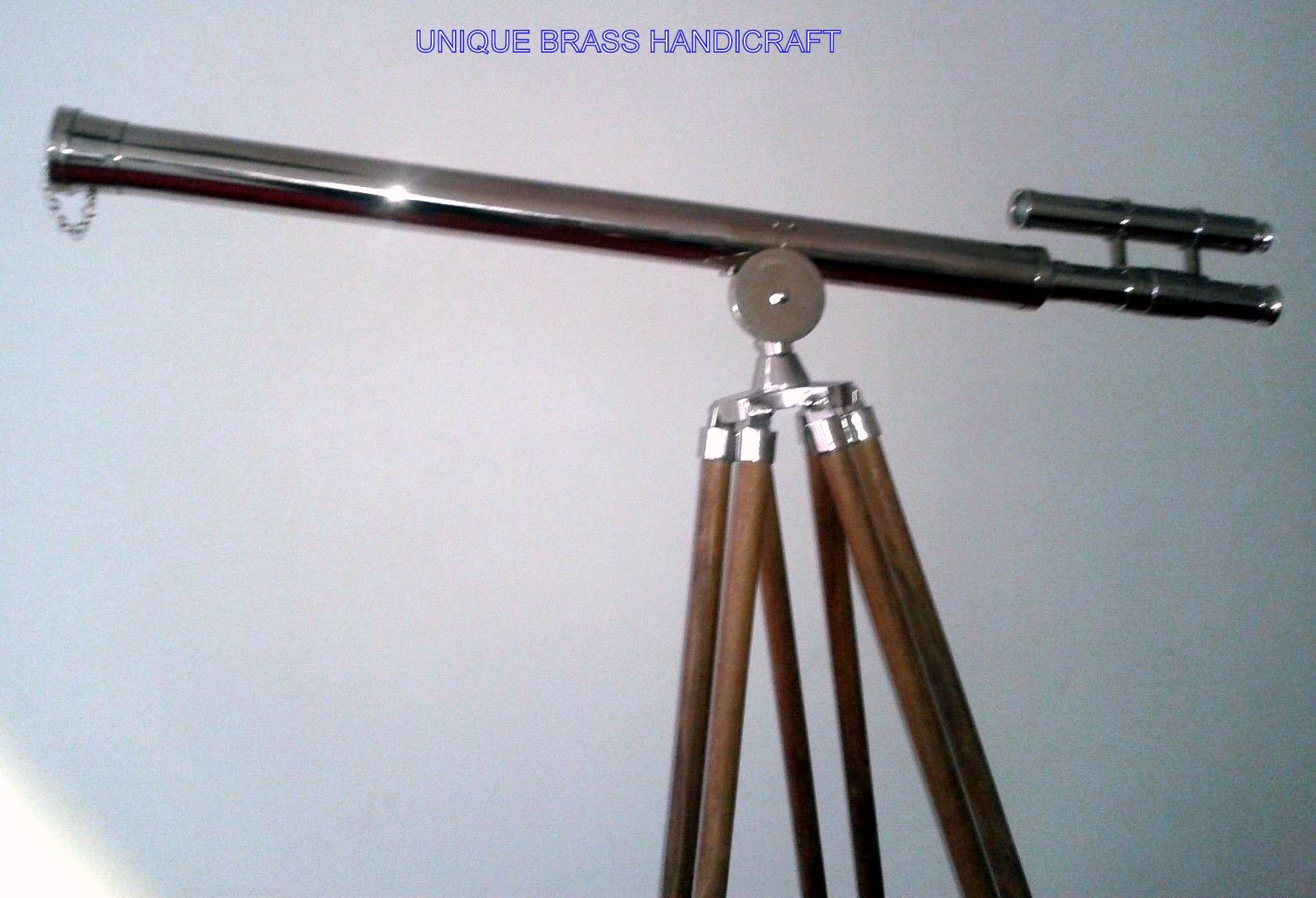 BIG BRASS TELESCOPE WITH DARK BROWN TRIPOD NAUTICAL DECORATIVE LONG