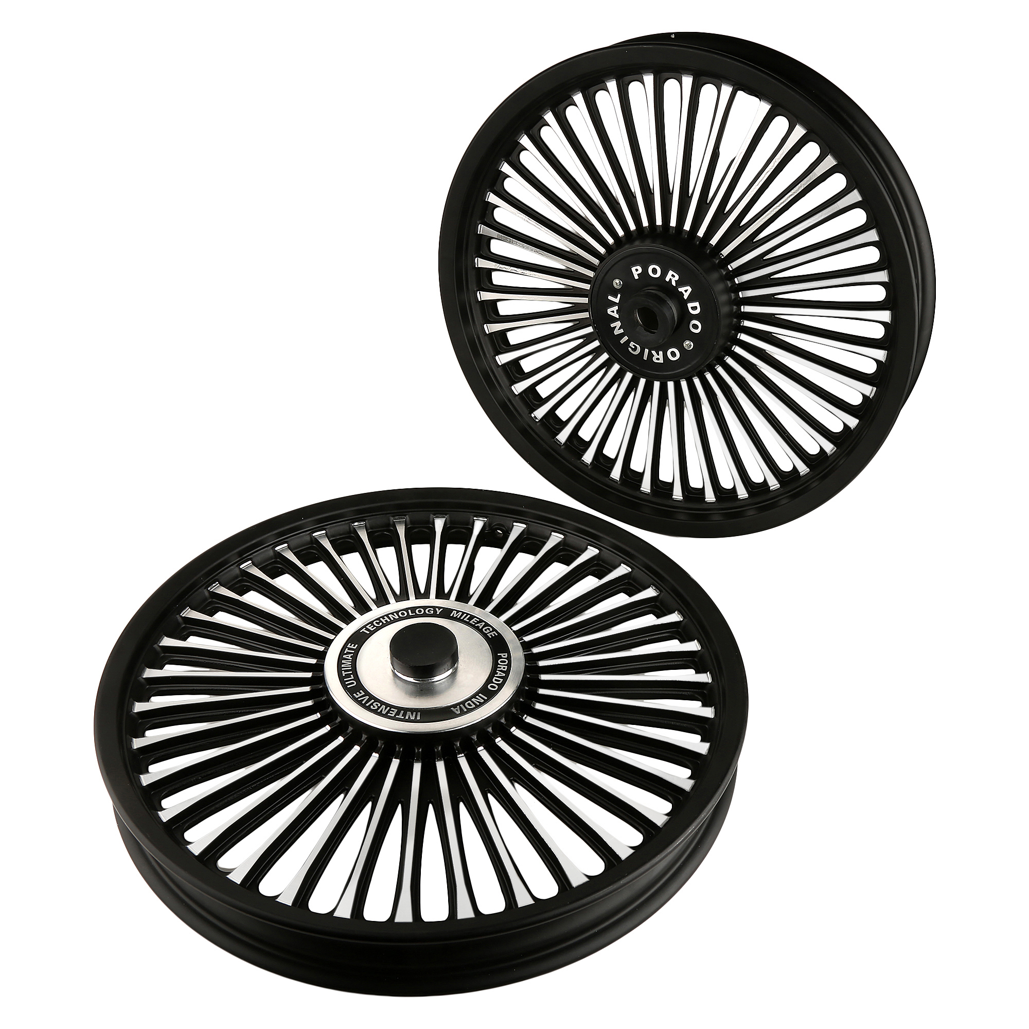 Buy Autofy Porado 36 Spokes Black & Chrome Alloy Wheels for Royal