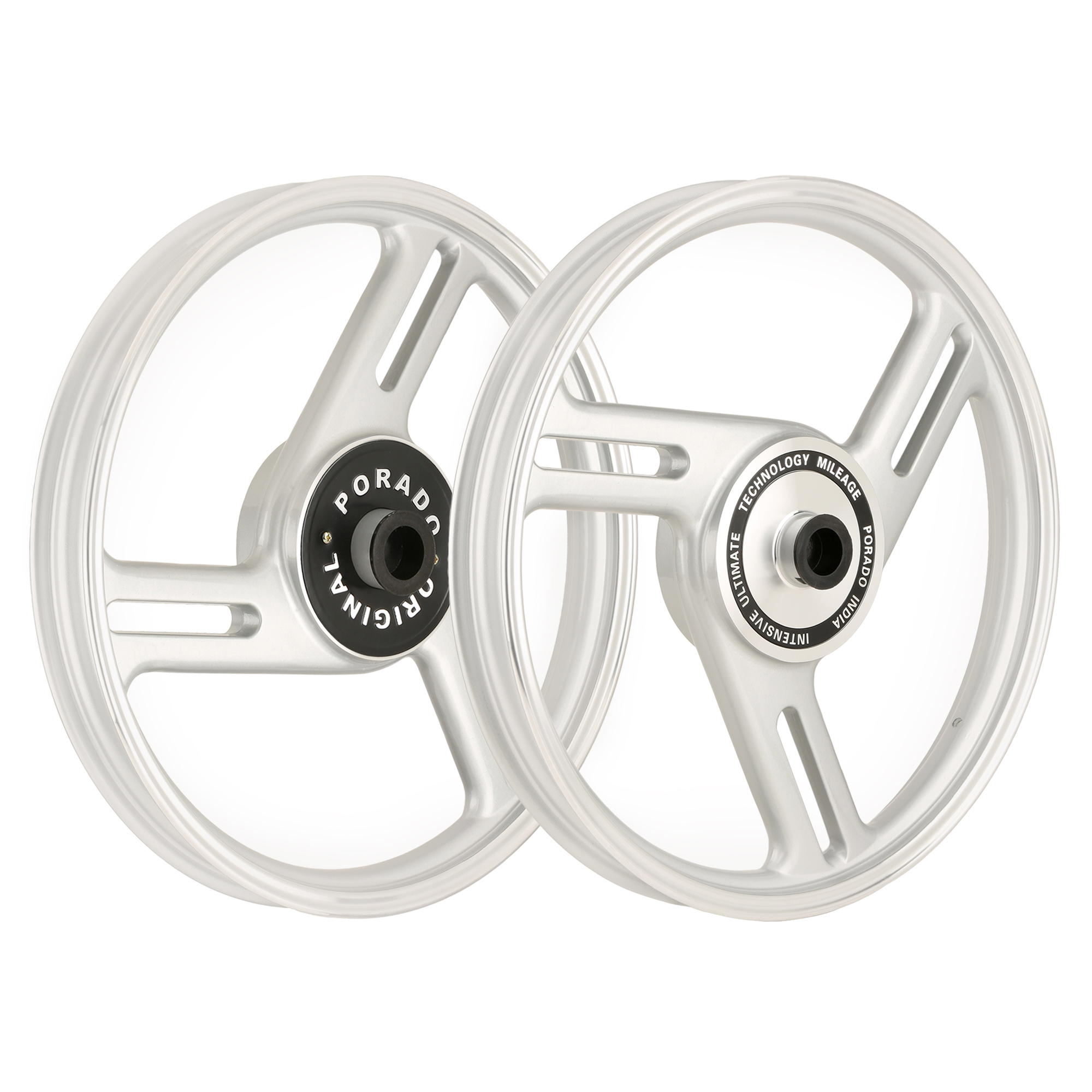Buy Autofy Porado 3 Round Open Silver Alloy Wheels for Royal Enfield