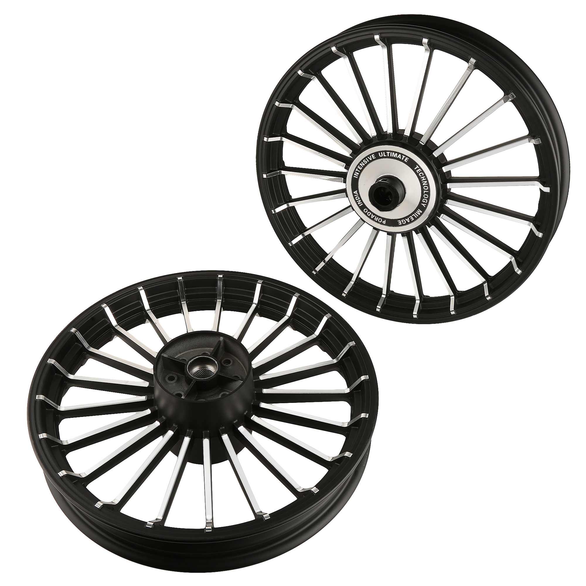 Buy Autofy Porado 21 Spokes Black & Chrome Alloy Wheels for Royal ...