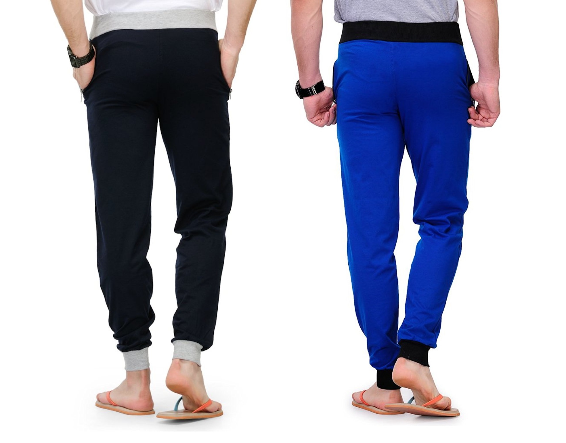 Buy FeelBlue Men's Cotton Track Pant (Pack of 2) (G Black Royal Blue ...