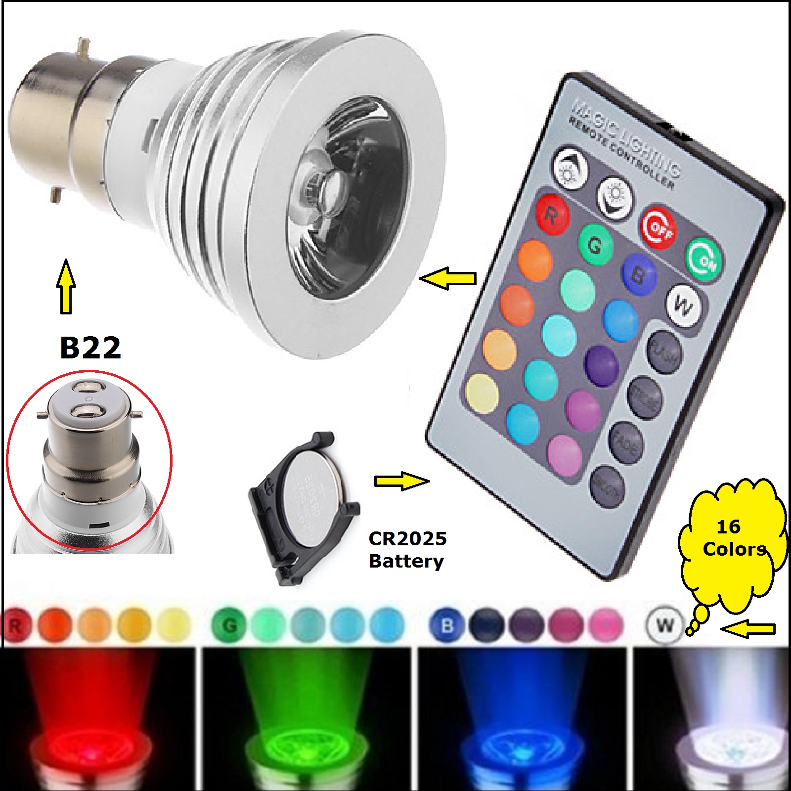 Shop LED RGB B22 16 Color Changing Light Bulb with Wireless Remote