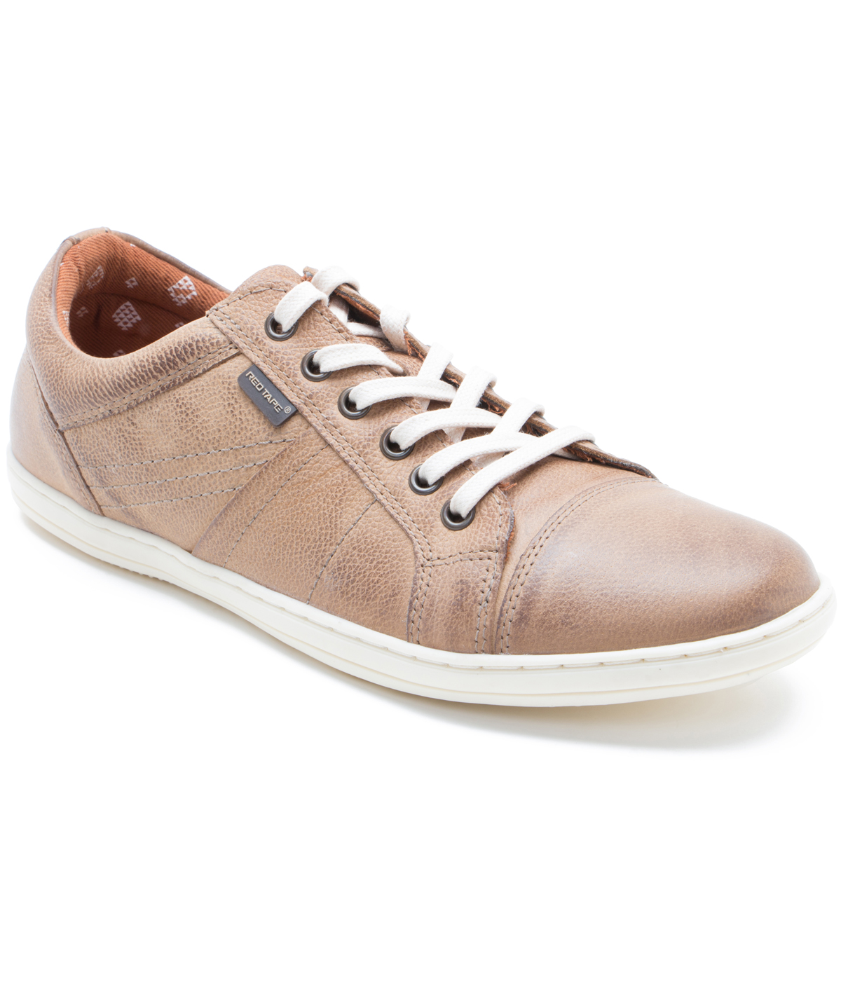 red tape tan shoes
