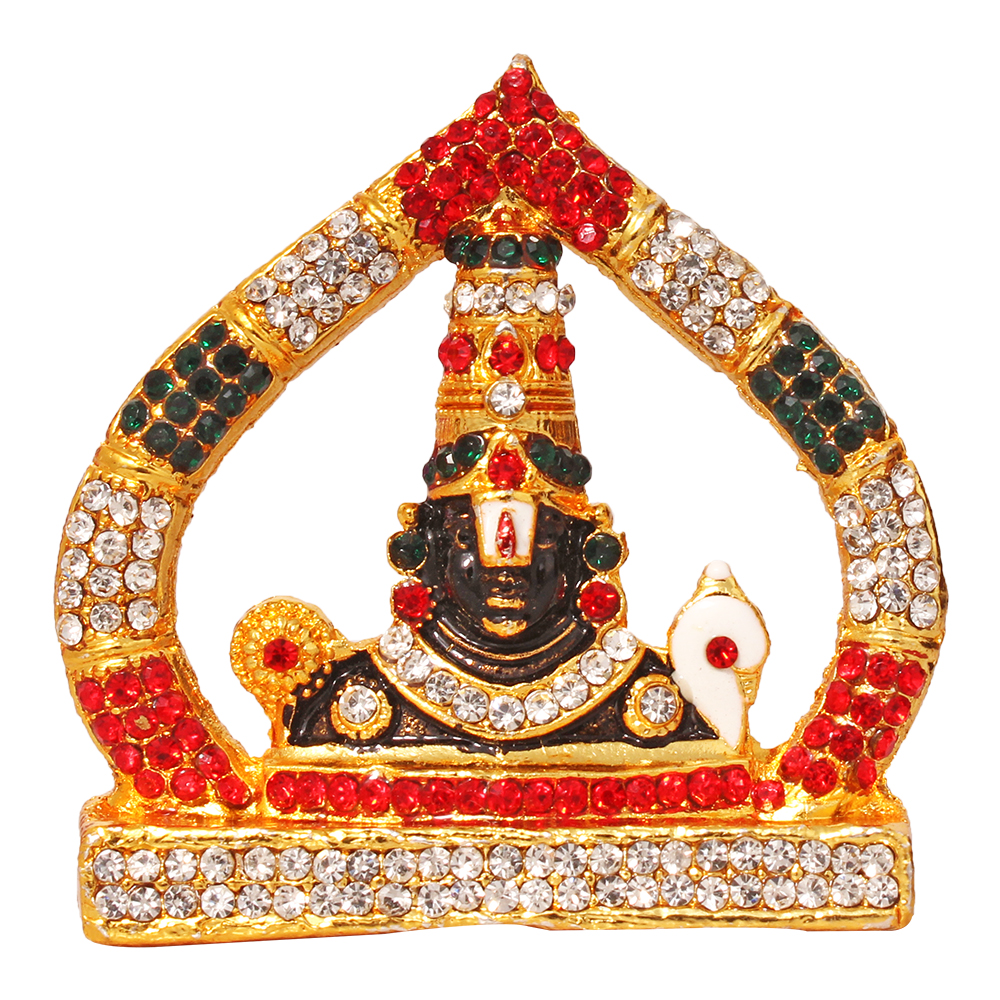 Buy Brass 24 K Gold Plated with Stones Hindu God Tirupati / Thirupathi ...