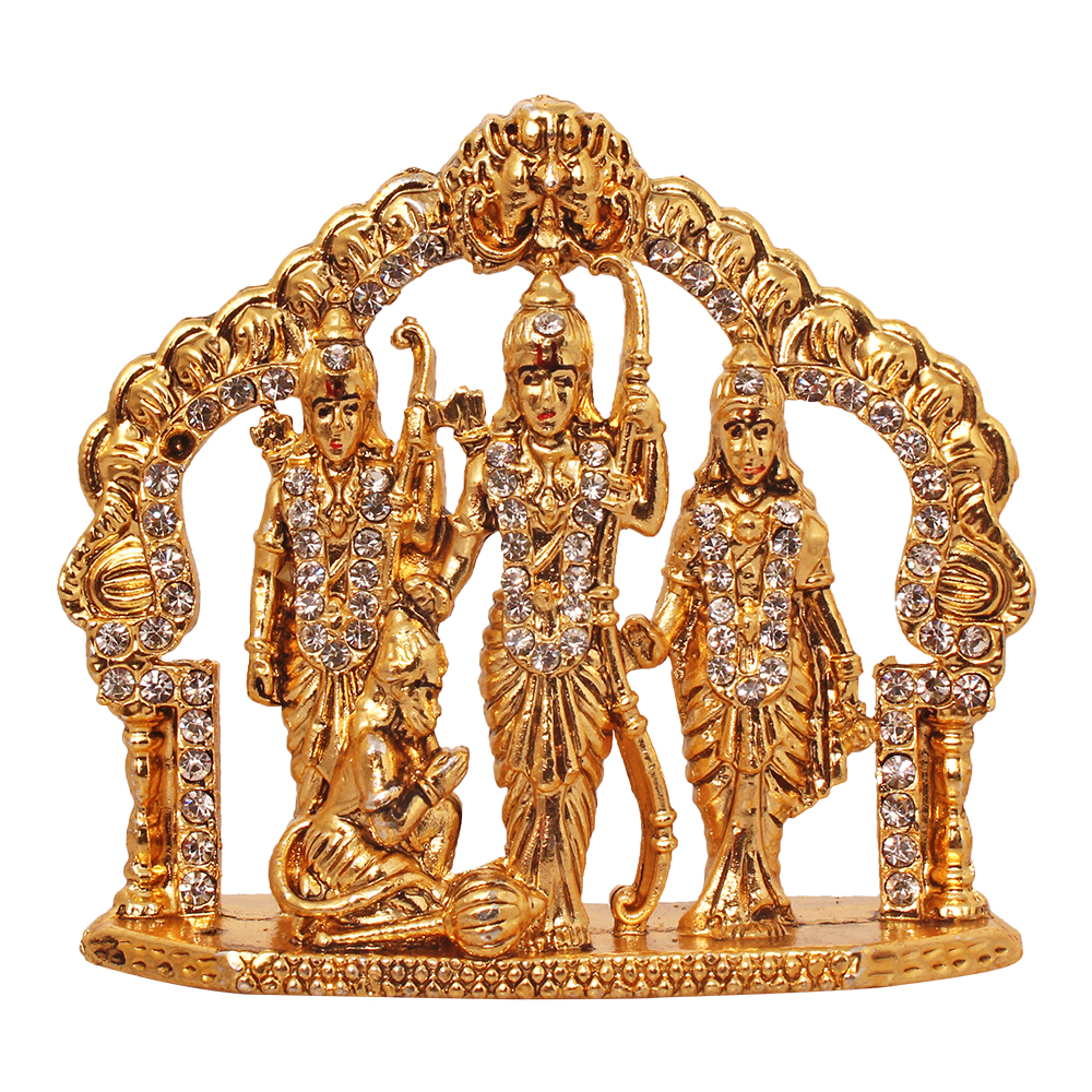 Buy Brass 24k Gold Plated With Stones Hindu God Shri Ram Darbar Statue ...