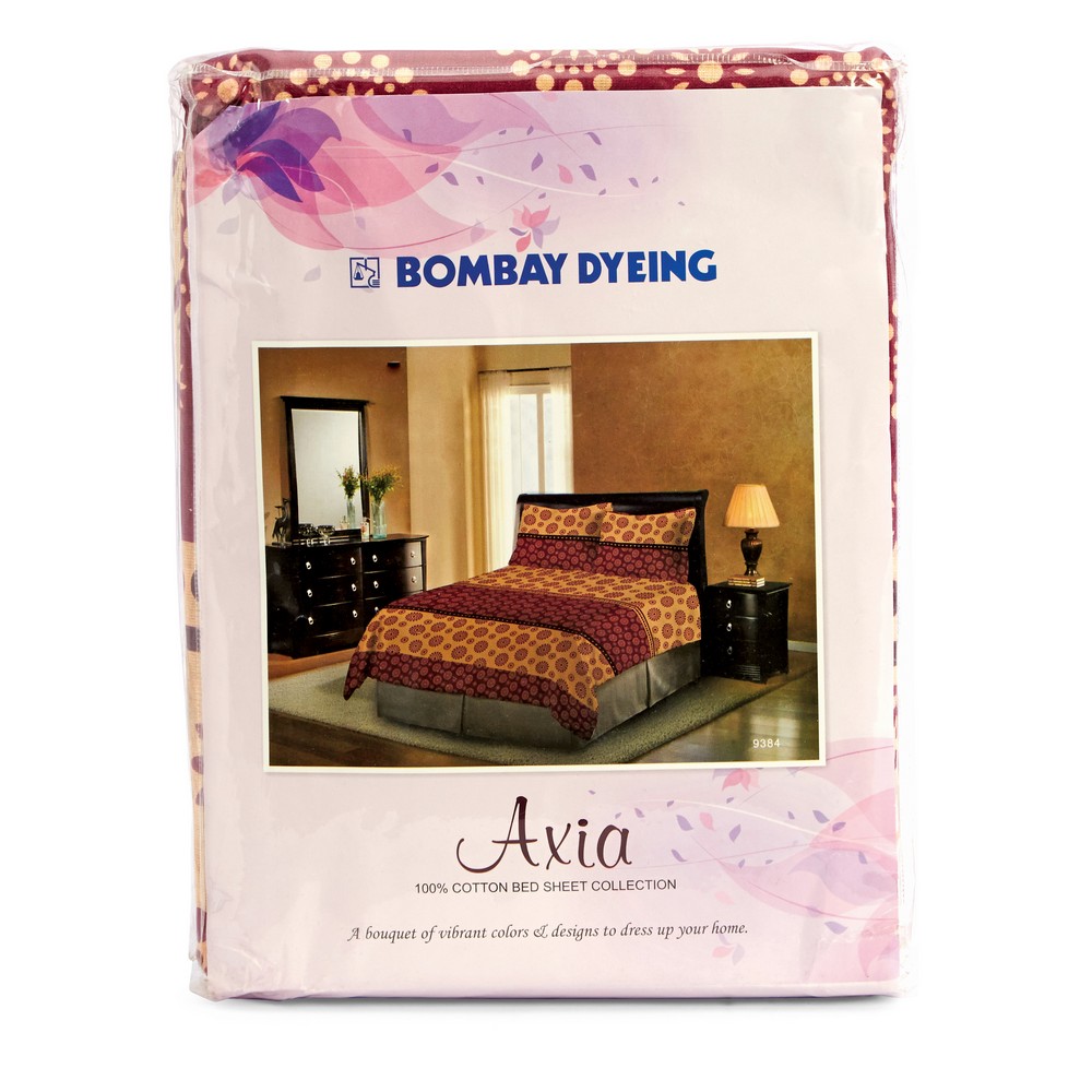 Buy Bombay Dyeing Double Bed Sheet Axia, 214 Cm X 244 Cm Online ₹499