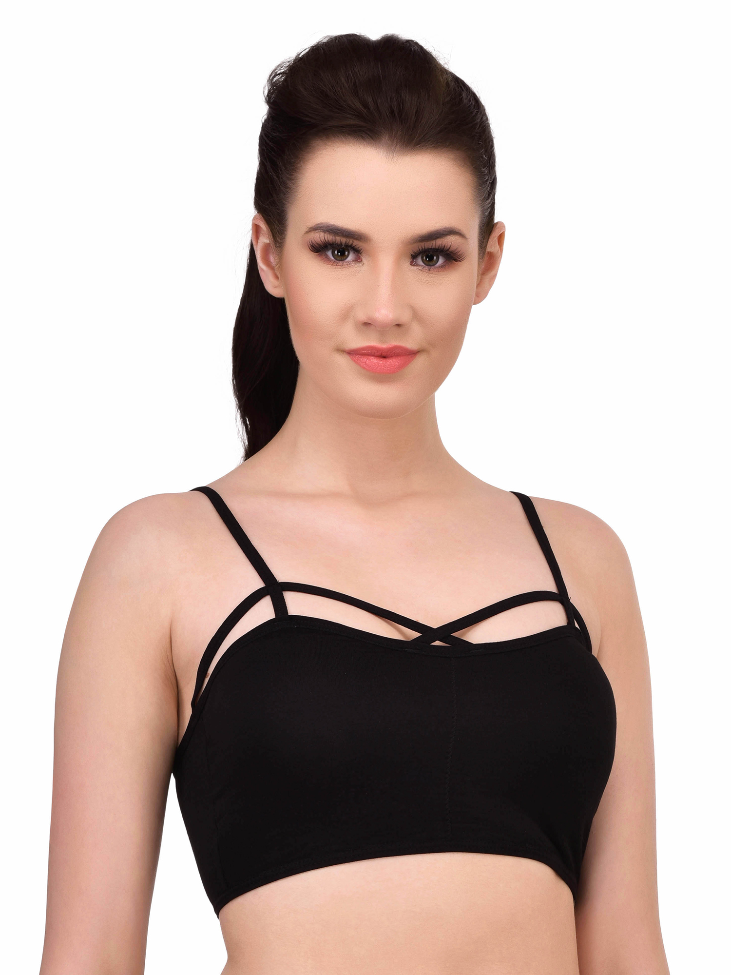 Buy N Gal Womens Front Criss Cross Strap Bra Cum Crop Top Online