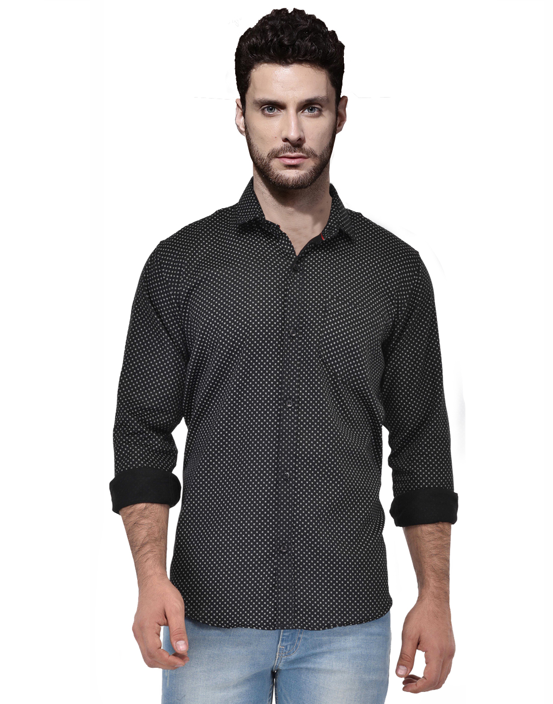 Buy Zavlin Black printed cotton casual shirt Online @ ₹599 from ShopClues