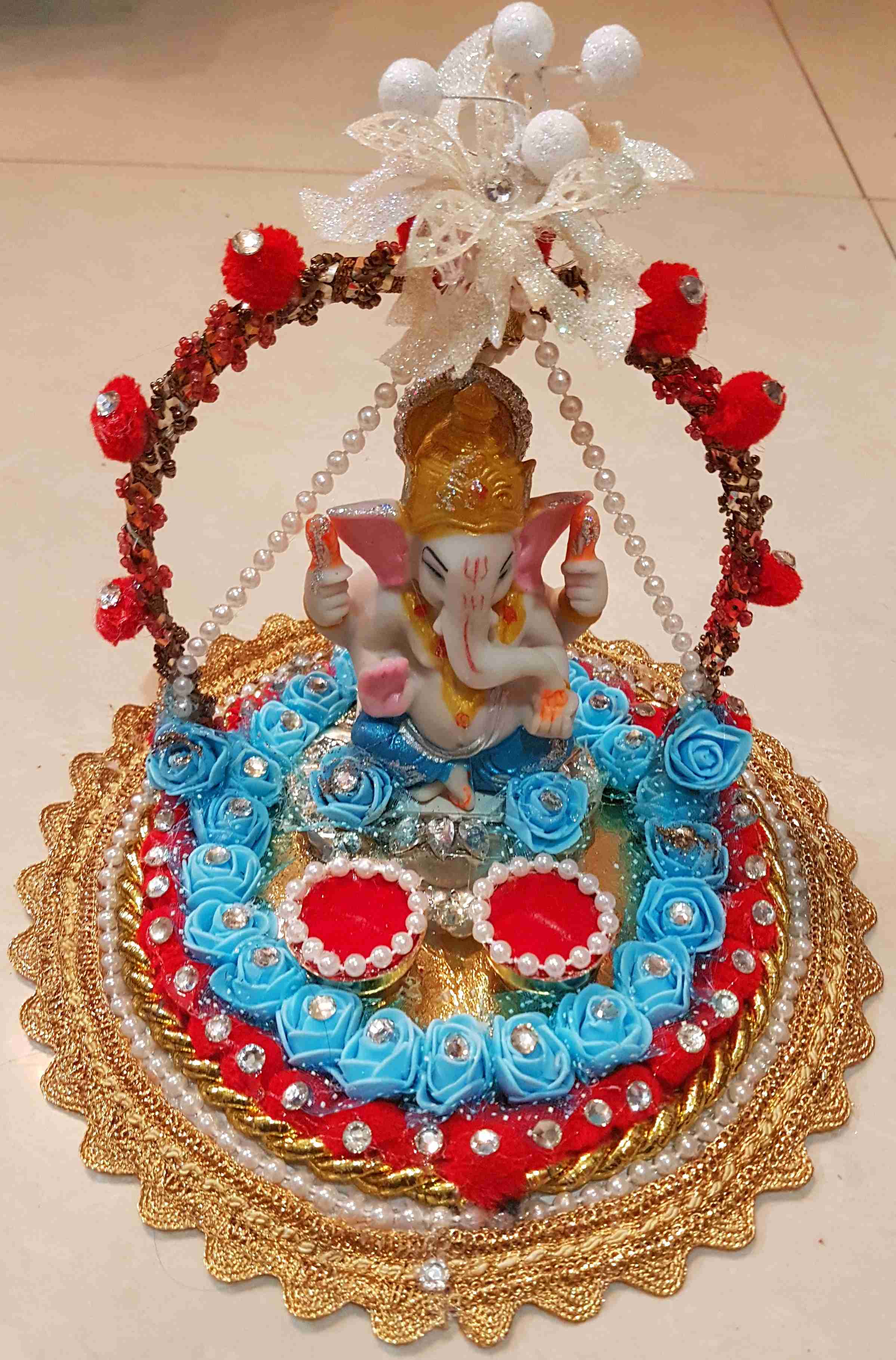 Buy Ganesha Engagement ring platter/tray with 2 ring holders Online