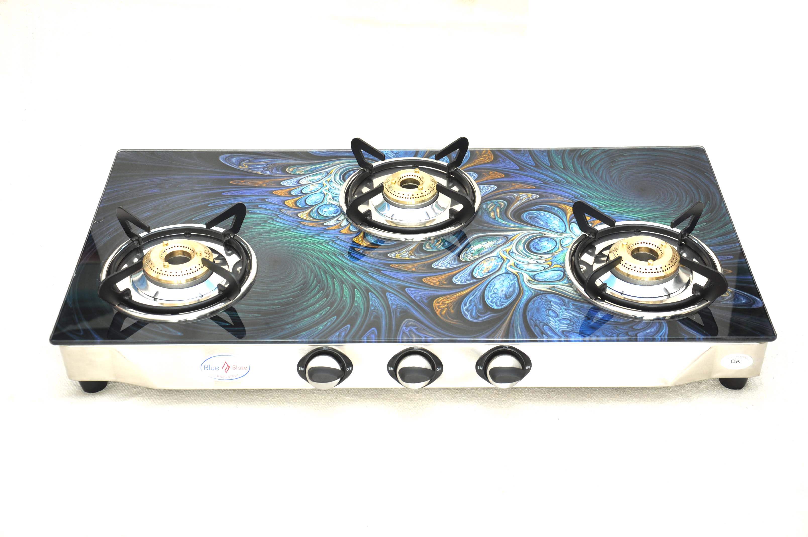 3 Burner Glass Top Gas Stove