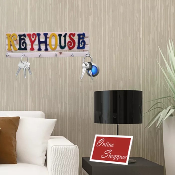 Buy Wooden Colourful Keyhouse key holder Online ₹349