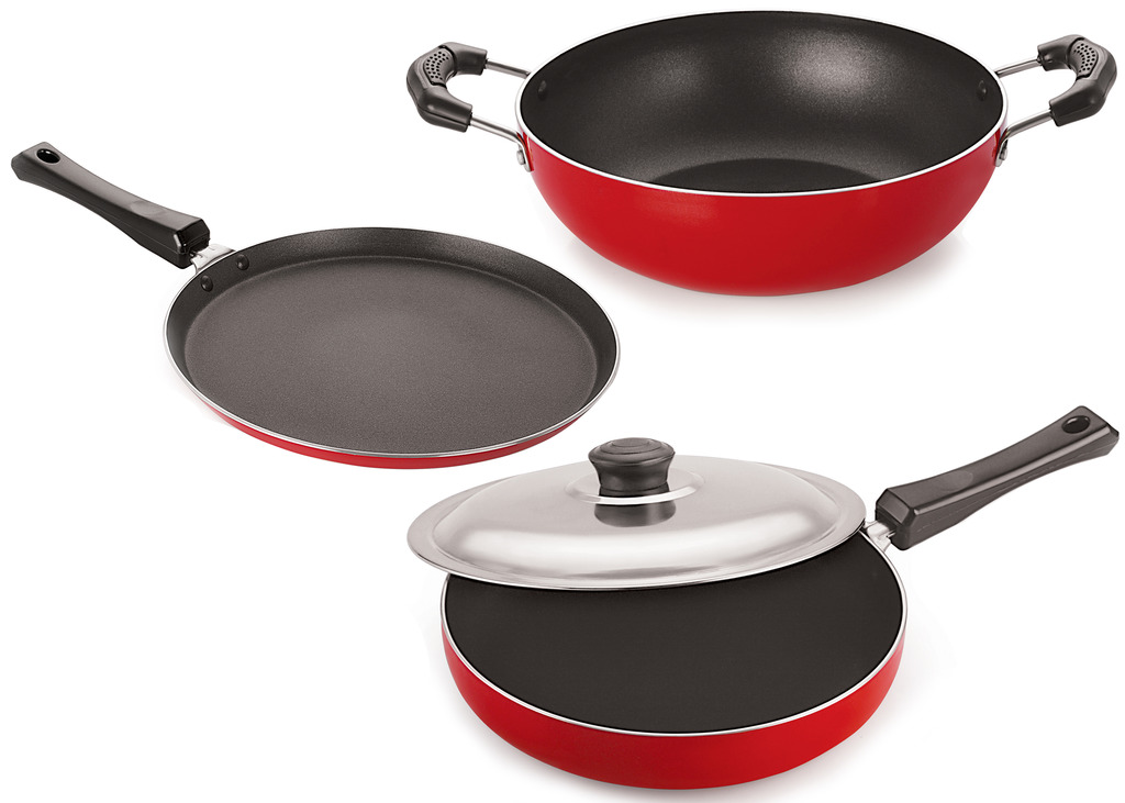Buy Nirlon Aluminum Kitchen Cookware Pots and Pans Set 3Piece ( Flat