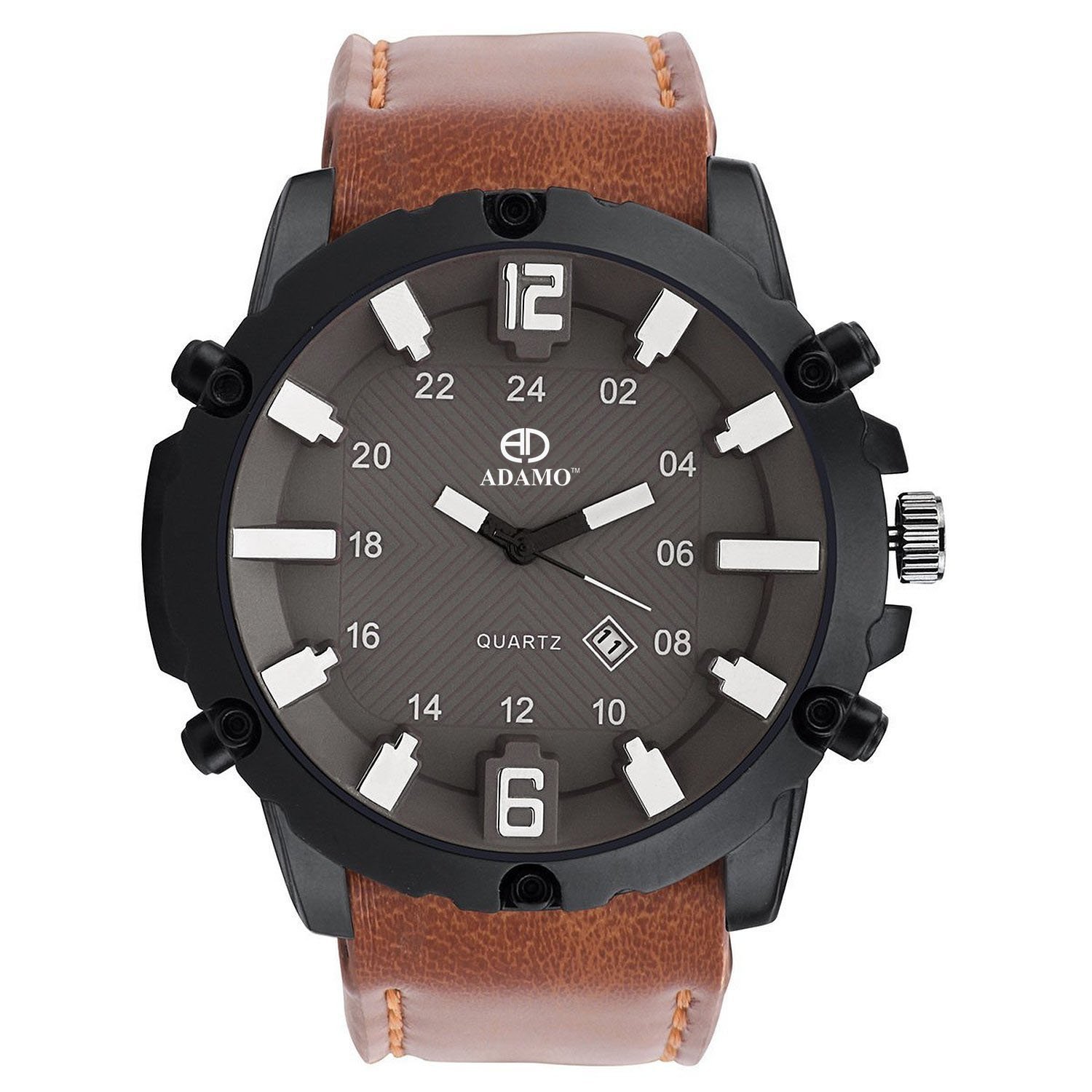 Adamo Brown Synthetic Round Analog Watch for Men