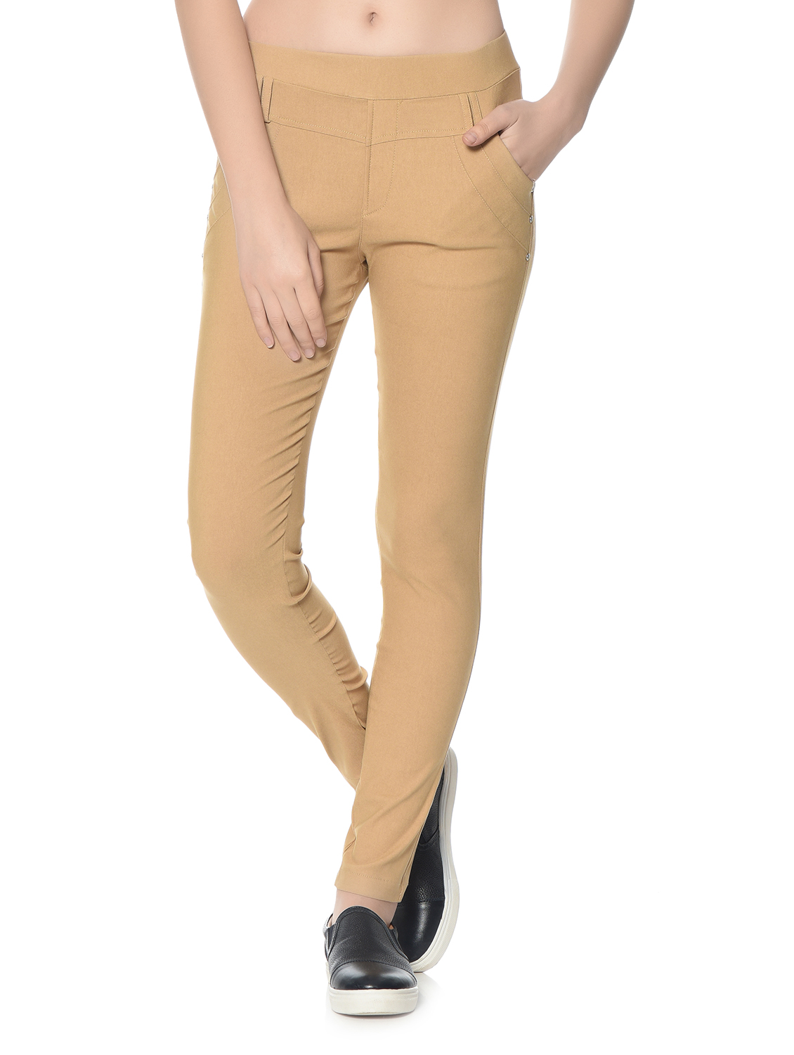 Buy Western Cotton Lycra Beige Colour Jegging Online @ ₹599 from ShopClues