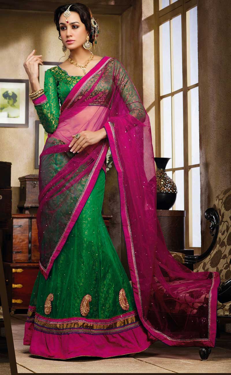 lehenga choli in green colour