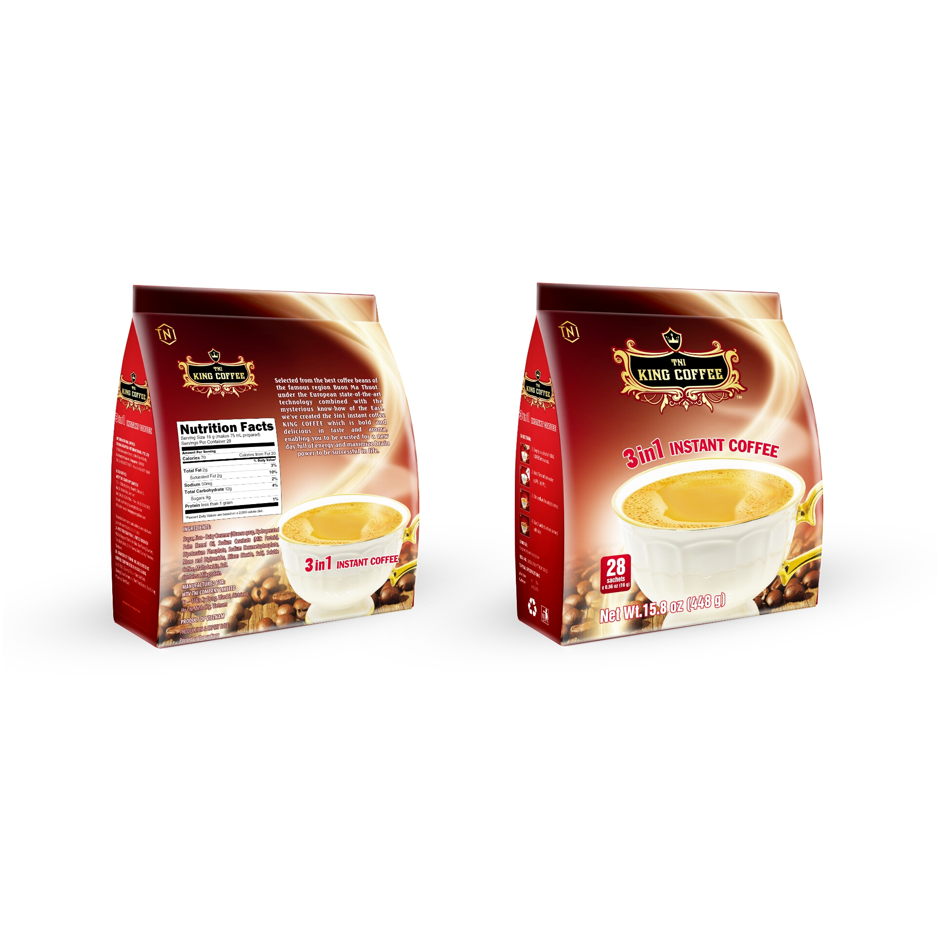 Buy King Coffee Vietnamese Premium Gourmet Coffee 3in1 Premix Instant Coffee Box 28 Sachets