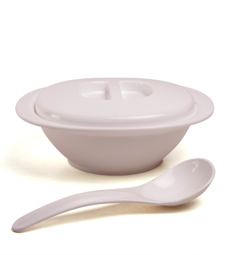 Buy Incrizma Plastic 2 pc Serving Bowls With Lid And Spoons White
