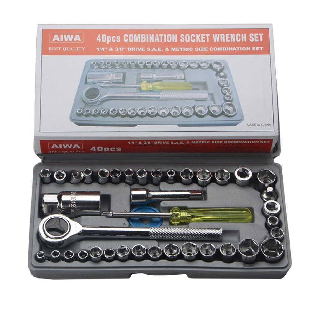 Buy Aiwa 40 Pieces Multi Purpose Combination Socket Wrench Set with 1/4 ...