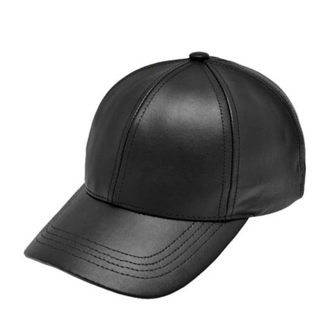 Buy Awesome Black Plain Leather Baseball Cap For All Boys And Girls ...