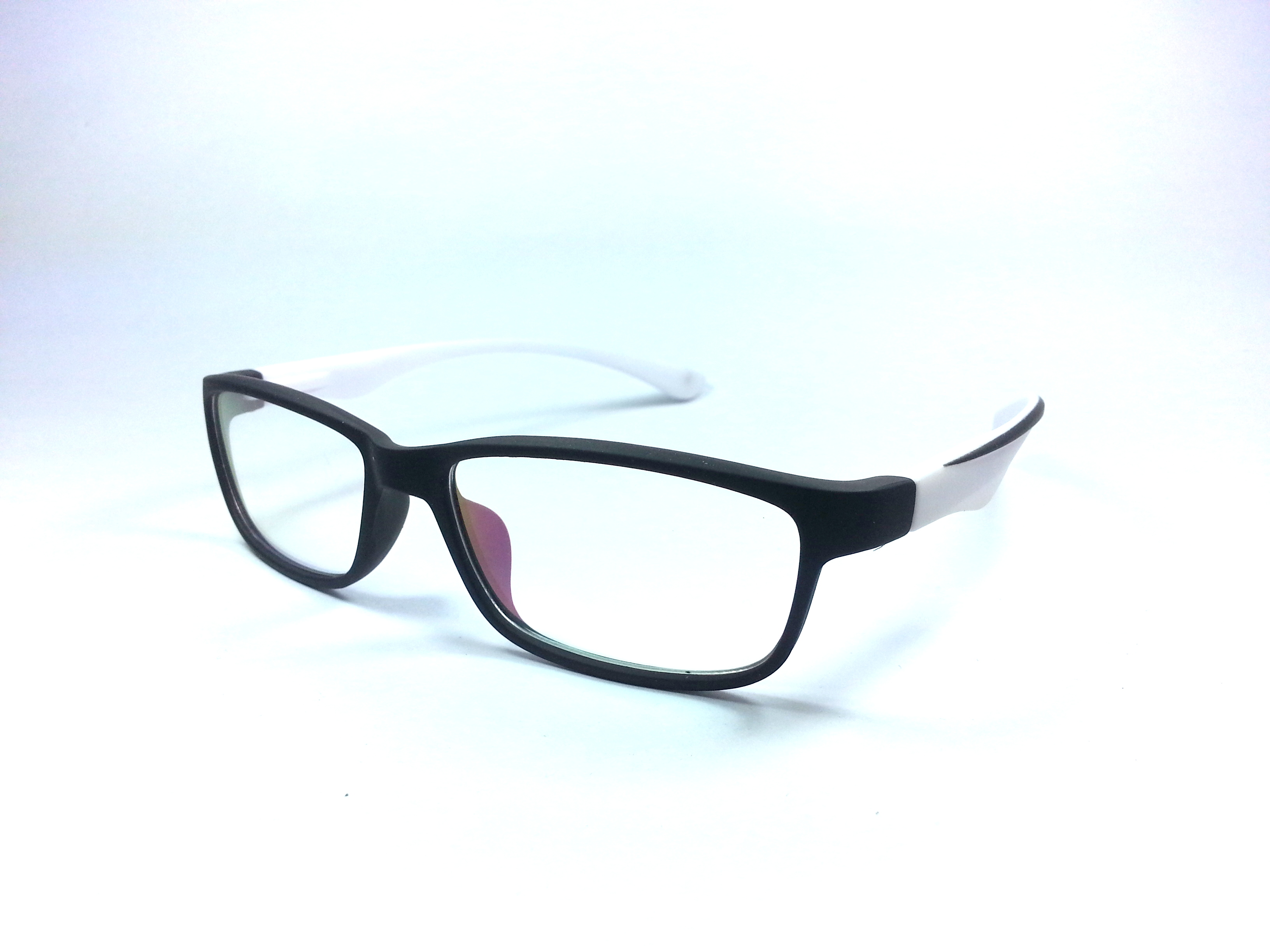 spectacle frames matte finish unbreakable black with white sides In