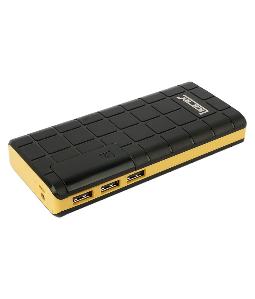 Lionix Check Box 3 USB Port 15000 Mah Power Bank Black Yellow Suitable For Lenovo,Oppo,Vivo,Redmi,Samsung Smartphones