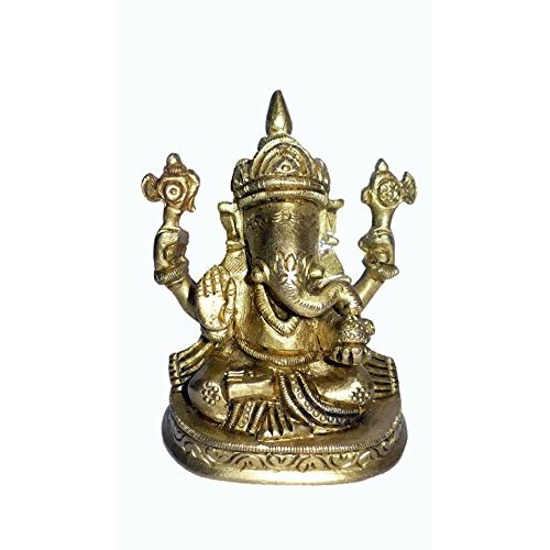 Buy Brass Metal Statue Of Lord Ganesha Sitting In Blessing Position And ...