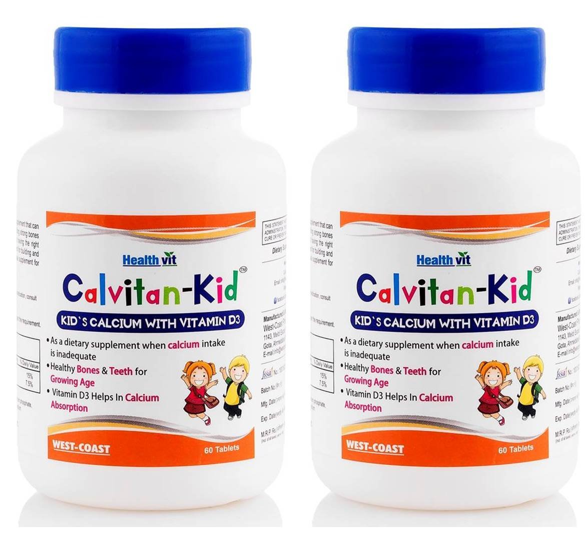 Buy HealthVit Calvitan-KID Kids Calcium with Vitamin D3 60 Tablet (Pack ...