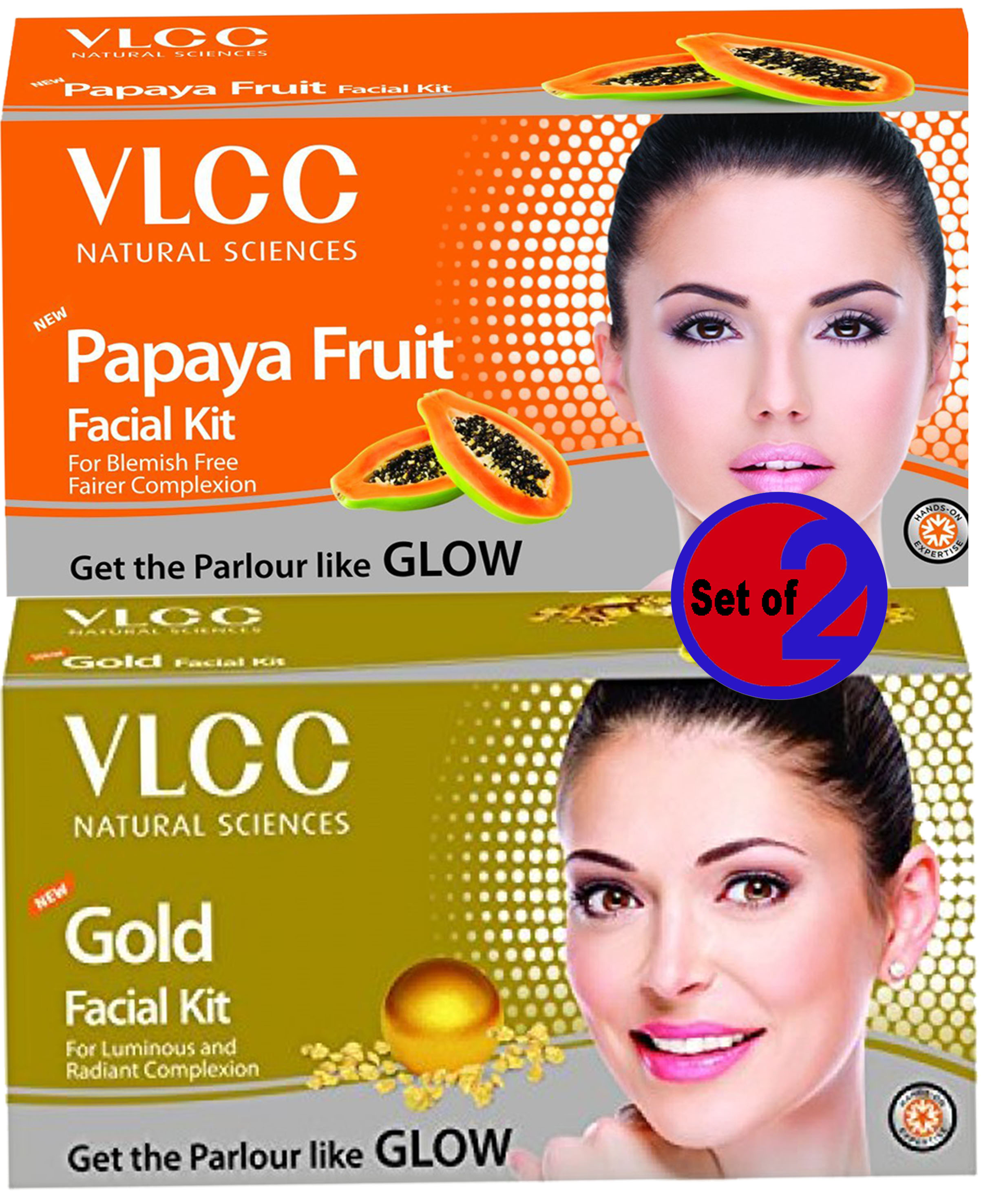 Buy VLCC Papaya Facial Kit + Gold Facial Kit + Insta Glow Herbal Bleach