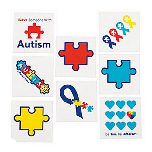 Buy 72 Autism Awareness Temporary TATTOOS Puzzle Piece Individually ...